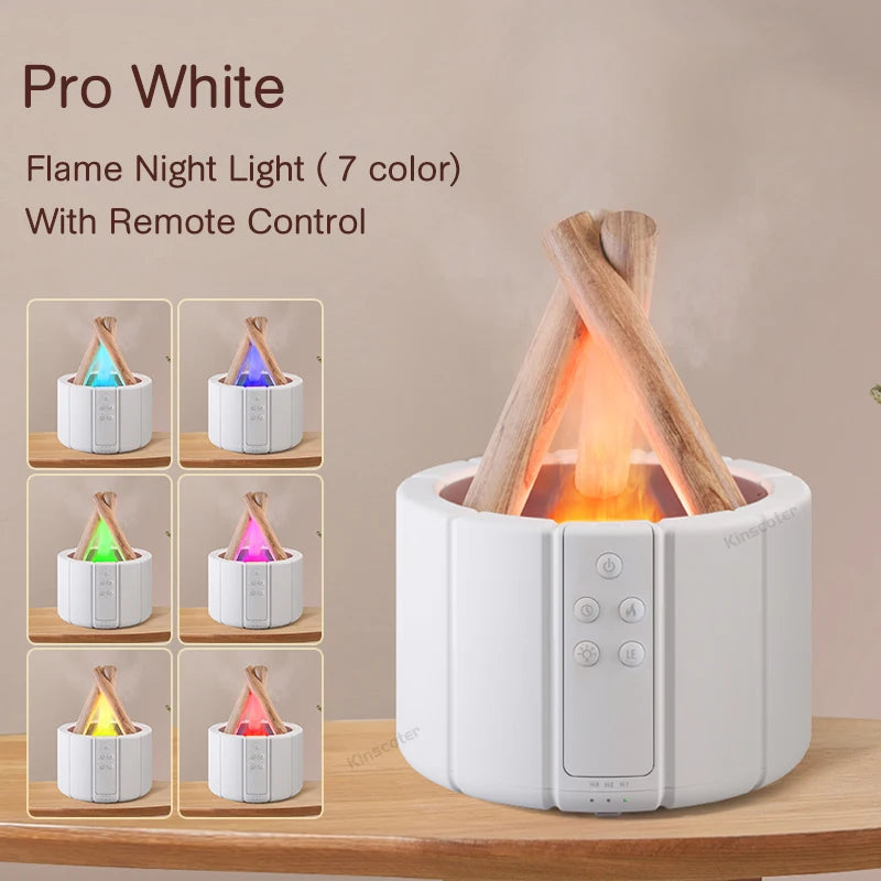 KINSCOTER Simulated Flame Aroma Diffuser Bonfire Air Humidifier Ultrasonic Cool Mist Maker Fogger LED Essential Oil Lamp Difusor